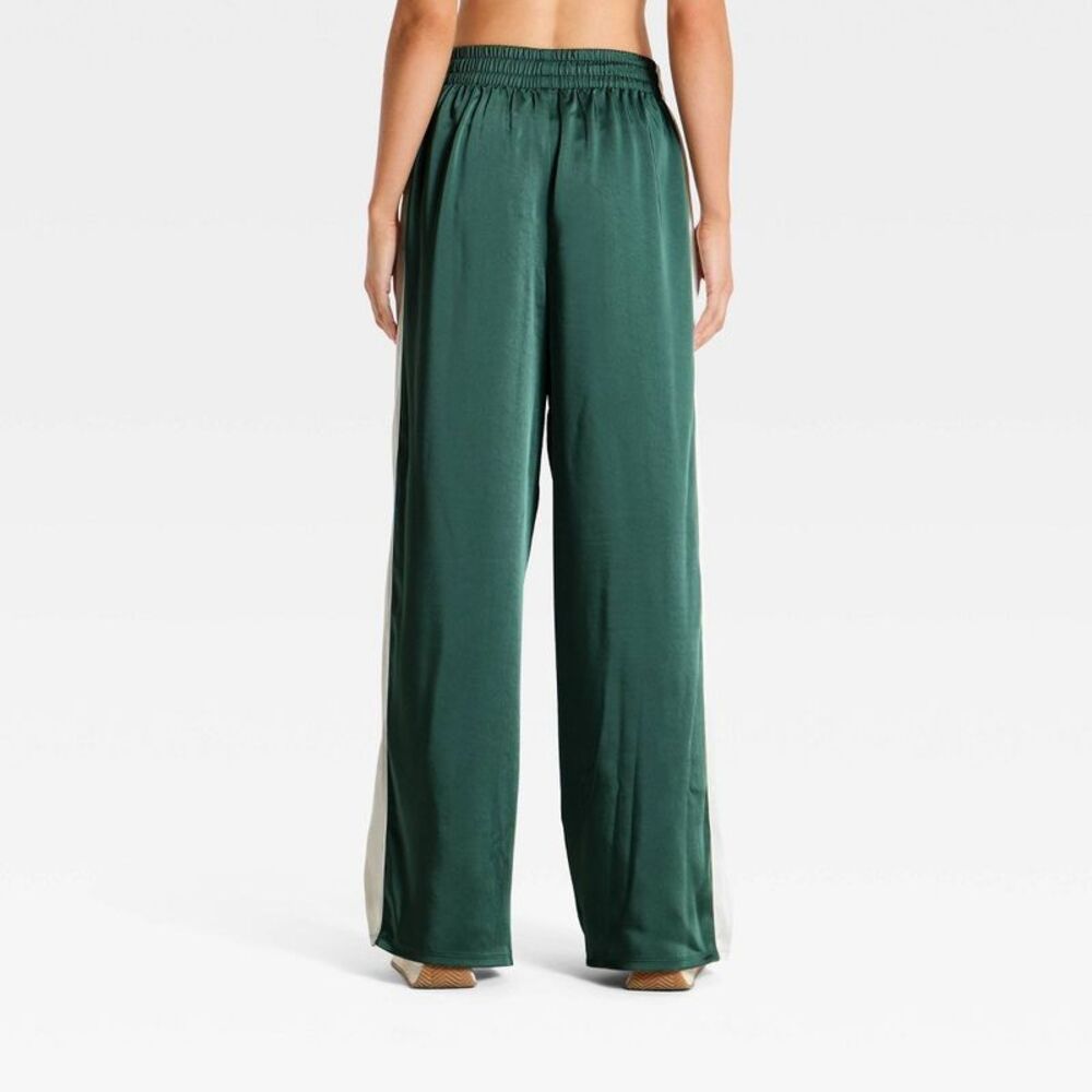 Women's Woven High-Rise Satin Track Pants - All In Motion Green S - Picture 2 of 3